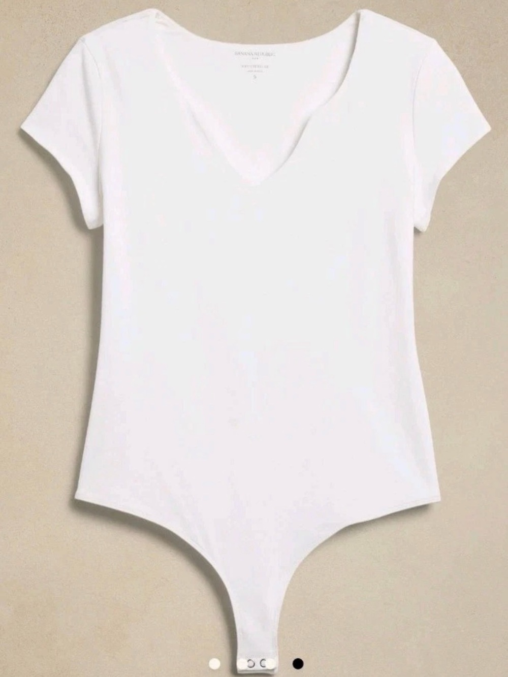 Banana Republic Women XL Soft Stretch Bodysuit Tee White Split Neck Short Sleeve